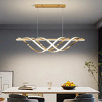 Contemporary Art Deco Aluminum Silica Strip Geometrical LED Chandeliers Island Light for Dining Room Lumendat