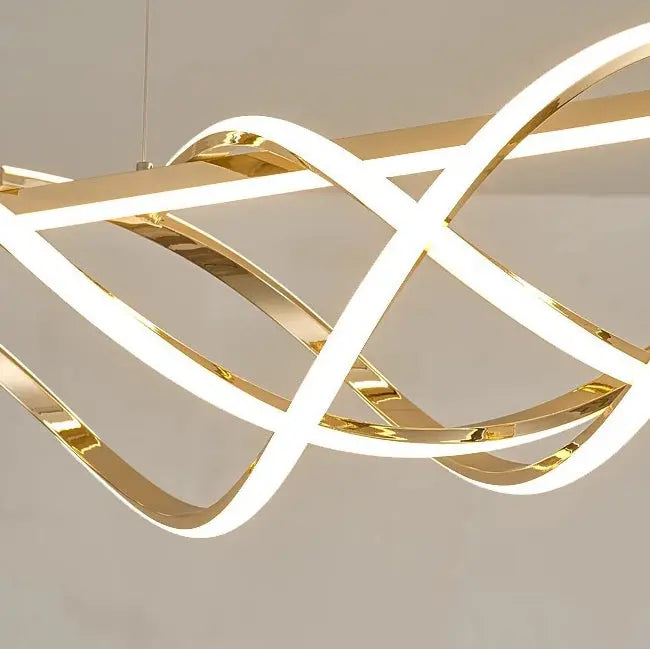 Contemporary Art Deco Aluminum Silica Strip Geometrical LED Chandeliers Island Light for Dining Room Lumendat