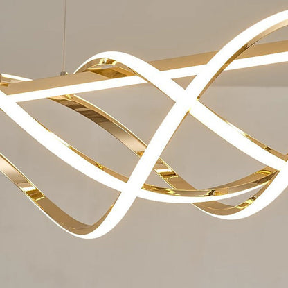 Contemporary Art Deco Aluminum Silica Strip Geometrical LED Chandeliers Island Light for Dining Room