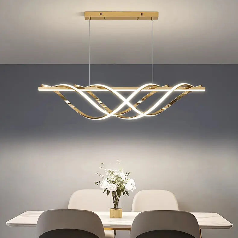 Contemporary Art Deco Aluminum Silica Strip Geometrical LED Chandeliers Island Light for Dining Room modern luxury lighting f
