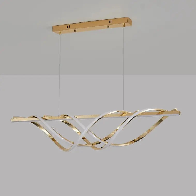 Contemporary Art Deco Aluminum Silica Strip Geometrical LED Chandeliers Island Light for Dining Room Lumendat