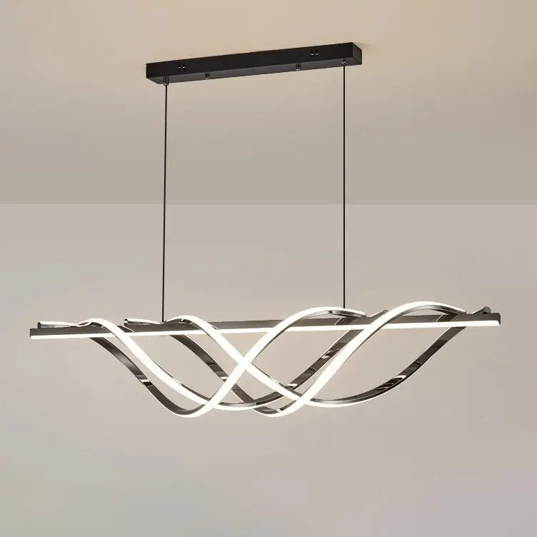 Contemporary Art Deco Aluminum Silica Strip Geometrical LED Chandeliers Island Light for Dining Room Lumendat