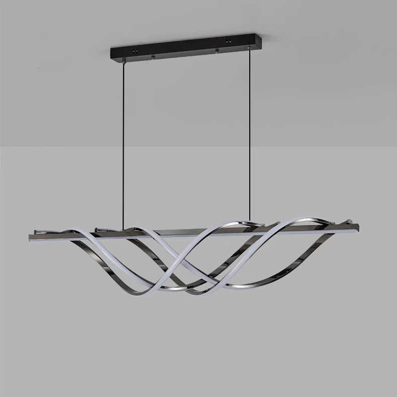 Contemporary Art Deco Aluminum Silica Strip Geometrical LED Chandeliers Island Light for Dining Room