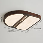 Contemporary Scandinavian Iron Rubber Wood Acrylic Elliptical Rectangular Square Round Ripple LED Flush Mount Ceiling Light For Living Room
