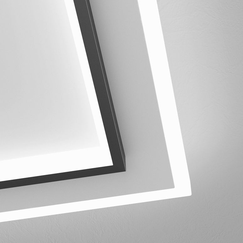 Modern Minimalist Iron Acrylic Hollowed Square Geometrical LED Flush Mount Ceiling Light for Bedroom
