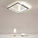 Modern Minimalist Iron Acrylic Hollowed Square Geometrical LED Flush Mount Ceiling Light for Bedroom