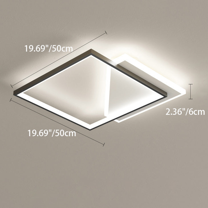 Modern Minimalist Iron Acrylic Hollowed Square Geometrical LED Flush Mount Ceiling Light for Bedroom