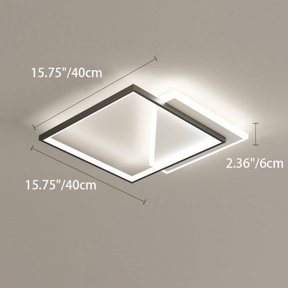 Modern Minimalist Iron Acrylic Hollowed Square Geometrical LED Flush Mount Ceiling Light for Bedroom
