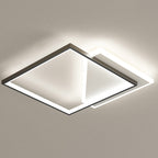 Modern Minimalist Iron Acrylic Hollowed Square Geometrical LED Flush Mount Ceiling Light for Bedroom