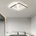 Modern Minimalist Iron Acrylic Hollowed Square Geometrical LED Flush Mount Ceiling Light for Bedroom