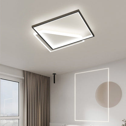 Modern Minimalist Iron Acrylic Hollowed Square Geometrical LED Flush Mount Ceiling Light for Bedroom