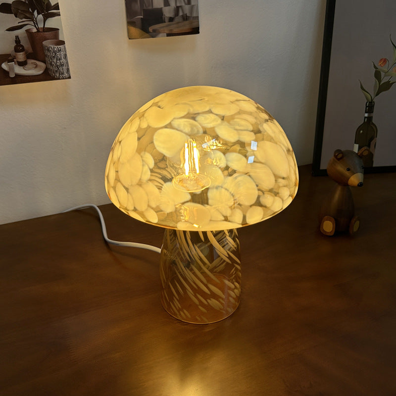 Modern Art Deco Glass Mushroom Dome 1-Light Table Lamp For Bedside Lumendat