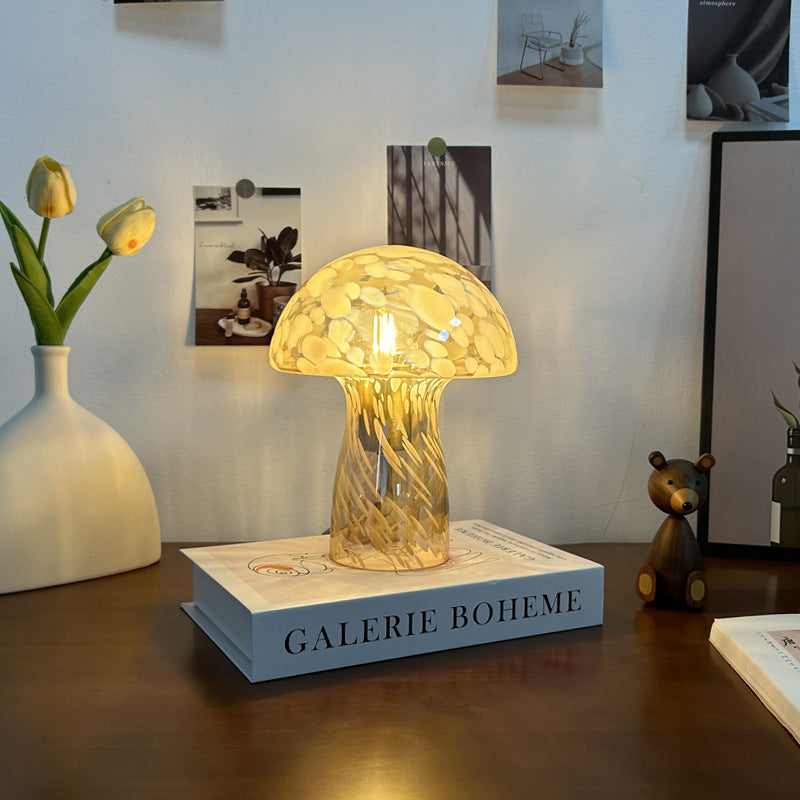 Modern Art Deco Glass Mushroom Dome 1-Light Table Lamp For Bedside Lumendat
