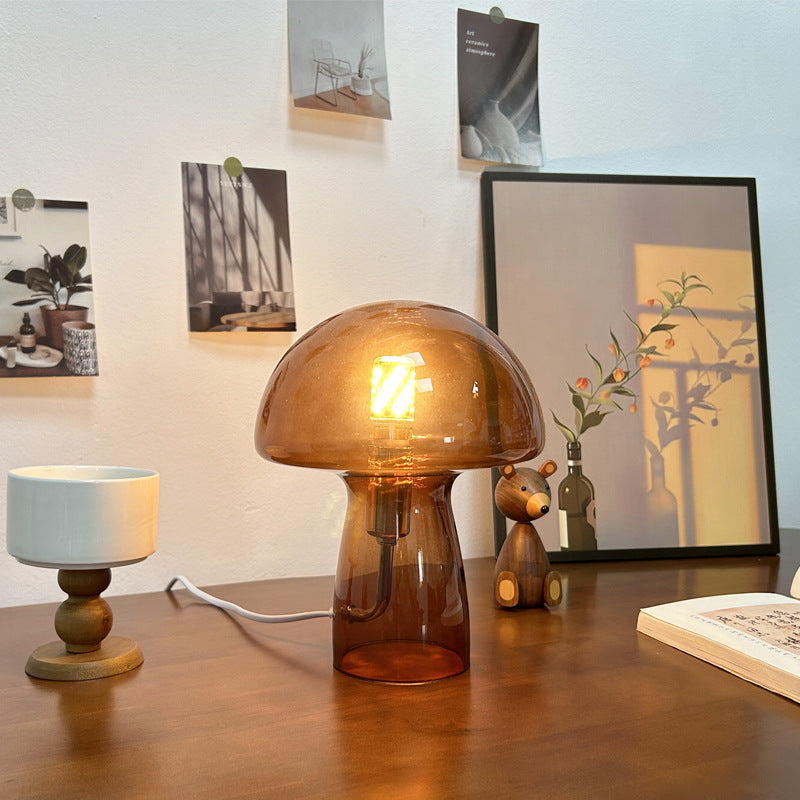 Modern Art Deco Glass Mushroom Dome 1-Light Table Lamp For Bedside Lumendat