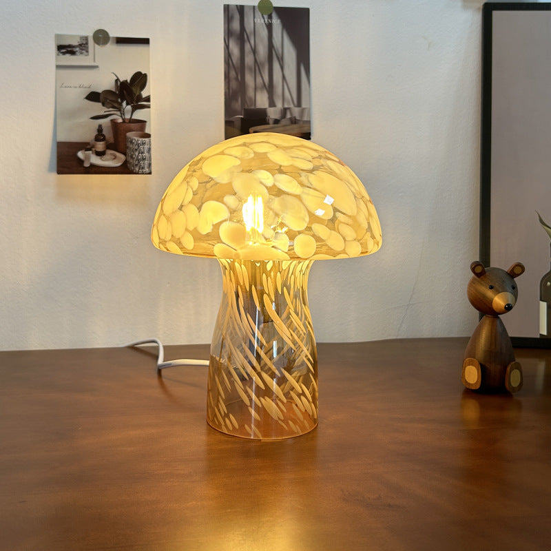 Modern Art Deco Glass Mushroom Dome 1-Light Table Lamp For Bedside Lumendat