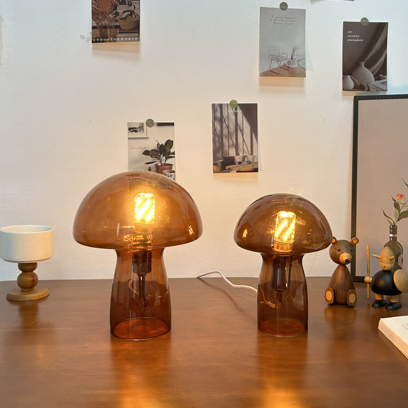Modern Art Deco Glass Mushroom Dome 1-Light Table Lamp For Bedside Lumendat