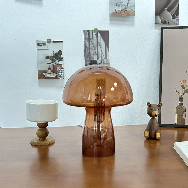 Modern Art Deco Glass Mushroom Dome 1-Light Table Lamp For Bedside Lumendat