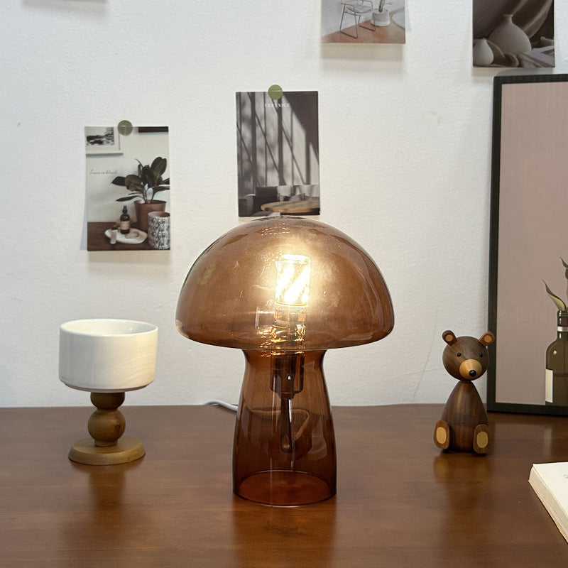 Modern Art Deco Glass Mushroom Dome 1-Light Table Lamp For Bedside Lumendat