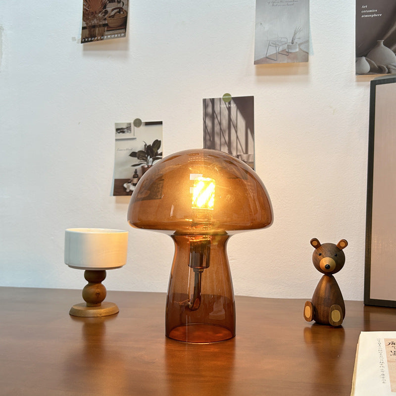 Modern Art Deco Glass Mushroom Dome 1-Light Table Lamp For Bedside Lumendat