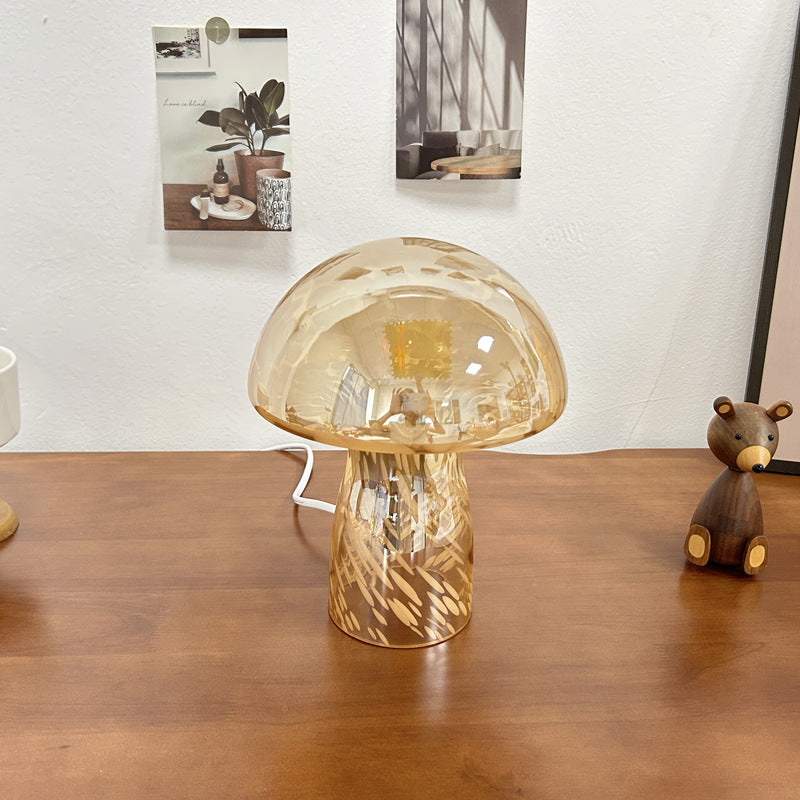 Modern Art Deco Glass Mushroom Dome 1-Light Table Lamp For Bedside Lumendat
