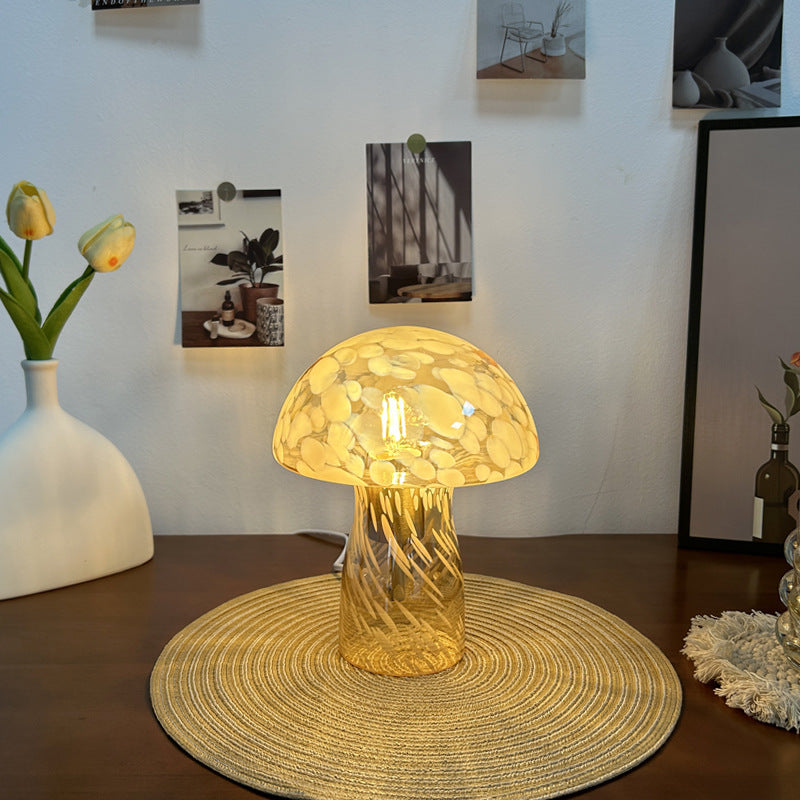 Modern Art Deco Glass Mushroom Dome 1-Light Table Lamp For Bedside Lumendat