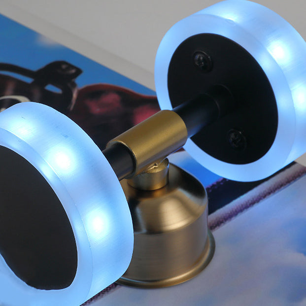 Contemporary Creative Kids Iron Acrylic Elliptical Skateboard LED Flush Mount Ceiling Light for Bedroom