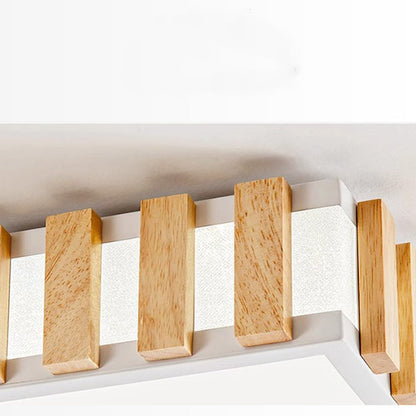 Traditional Japanese Metal Wood Acrylic Rectangular Square Round LED Flush Mount Ceiling Light For Bedroom
