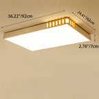 Traditional Japanese Metal Wood Acrylic Rectangular Square Round LED Flush Mount Ceiling Light For Bedroom