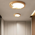 Traditional Rustic Metal Rubber Wood Acrylic Round Deer Horn LED Flush Mount Ceiling Light For Bedroom Lumendat