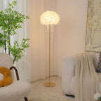 Contemporary Nordic Iron Feather Crystal Oval 1-Light Standing Floor Lamp For Living Room Lumendat