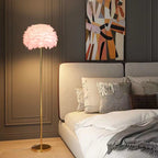 Contemporary Nordic Iron Feather Crystal Oval 1-Light Standing Floor Lamp For Living Room Lumendat
