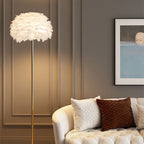 Contemporary Nordic Iron Feather Crystal Oval 1-Light Standing Floor Lamp For Living Room Lumendat