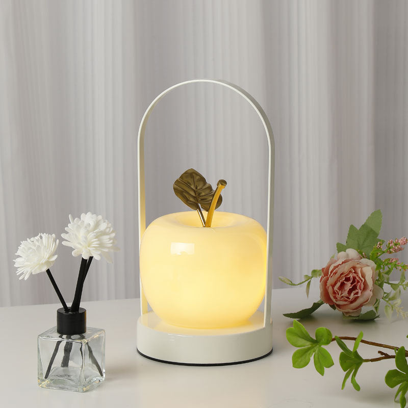 Contemporary Creative Rechargeable Iron Glass Apple Portable LED Table Lamp Night Light For Bedside Lumendat