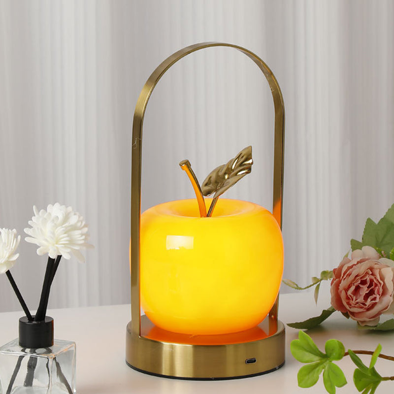 Contemporary Creative Rechargeable Iron Glass Apple Portable LED Table Lamp Night Light For Bedside Lumendat