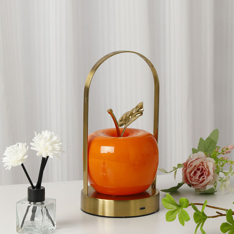 Contemporary Creative Rechargeable Iron Glass Apple Portable LED Table Lamp Night Light For Bedside Lumendat