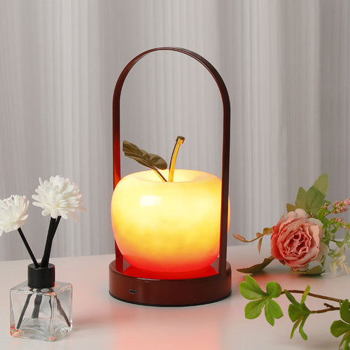 Contemporary Creative Rechargeable Iron Glass Apple Portable LED Table Lamp Night Light For Bedside Lumendat
