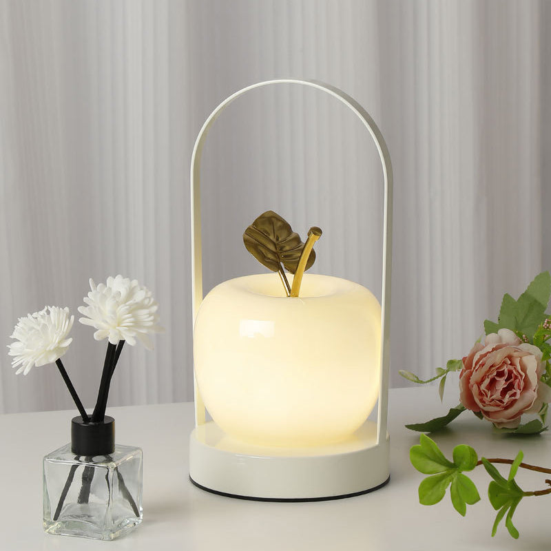Contemporary Creative Rechargeable Iron Glass Apple Portable LED Table Lamp Night Light For Bedside Lumendat