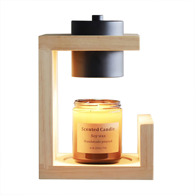 Traditional Farmhouse Metal Rubber Geometric Line Cylinder Wood 1-Light Melting Wax Table Lamp For Bedroom Lumendat