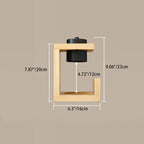 Traditional Farmhouse Metal Rubber Geometric Line Cylinder Wood 1-Light Melting Wax Table Lamp For Bedroom Lumendat