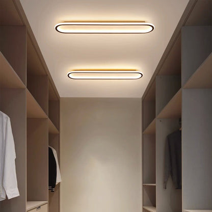 Modern Minimalist Iron Silica Elliptical Strip LED Flush Mount Ceiling Light For Hallway