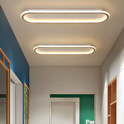 Modern Minimalist Iron Silica Elliptical Strip LED Flush Mount Ceiling Light For Hallway