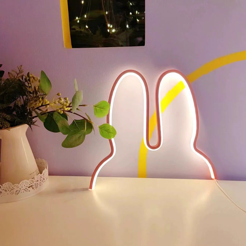 Lumendat Contemporary Creative Kids Metal USB Bunny Ear Hanging LED Wall Sconce Lamp For Bedroom Lumendat