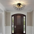 Contemporary Nordic Stainless Steel Metal Firework Lines 6-light Semi-flush Mount Ceiling Light for Living Room