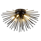 Contemporary Nordic Stainless Steel Metal Firework Lines 6-light Semi-flush Mount Ceiling Light for Living Room
