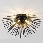 Contemporary Nordic Stainless Steel Metal Firework Lines 6-light Semi-flush Mount Ceiling Light for Living Room