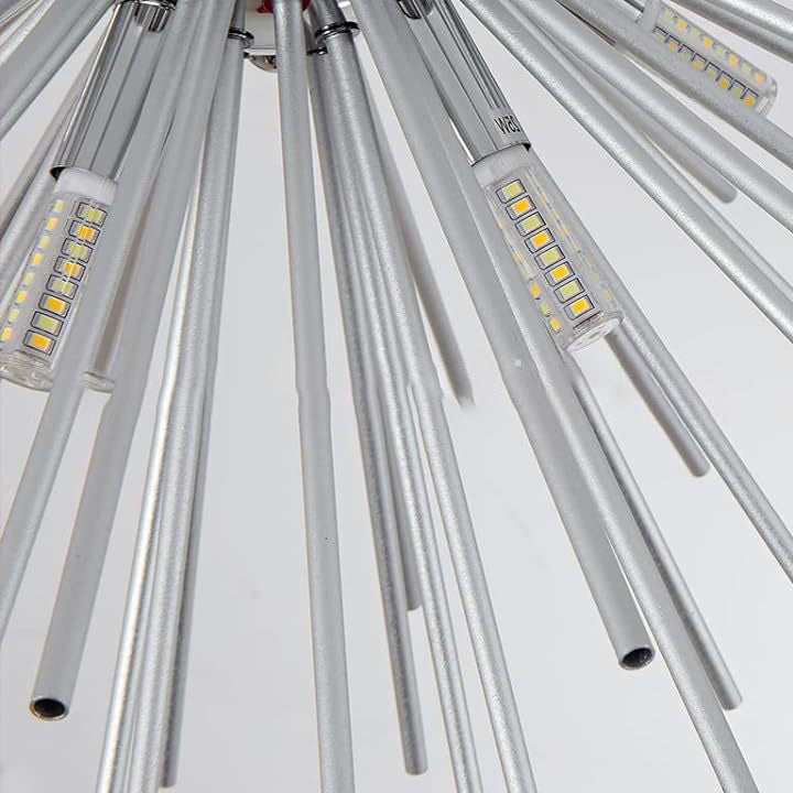 Contemporary Nordic Stainless Steel Metal Firework Lines 6-light Semi-flush Mount Ceiling Light for Living Room