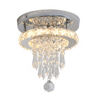 Modern Luxury Stainless Steel Crystal Square Round Bead LED Semi-Flush Mount Ceiling Light For Hallway