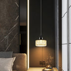 Contemporary Scandinavian Stainless Steel Resin Round Crackle LED Pendant Light For Bedside