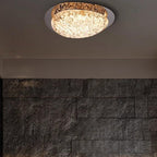 Modern Art Deco Iron Stainless Steel Resin Oval Ice Crack LED Flush Mount Ceiling Light For Bedroom
