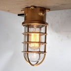 Contemporary Industrial Waterproof Aluminum Alloy Glass Cylinder Cage 1-Light Semi-Flush Mount Ceiling Light For Outdoor Patio Lumendat